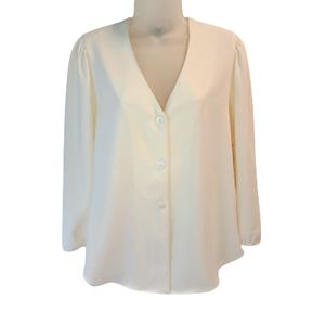 Fifteen Twenty V Neck Crepe Blouse in Off White Size Small